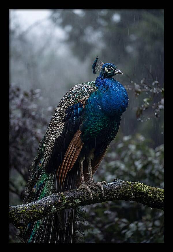 Asian Peacock In The Rain