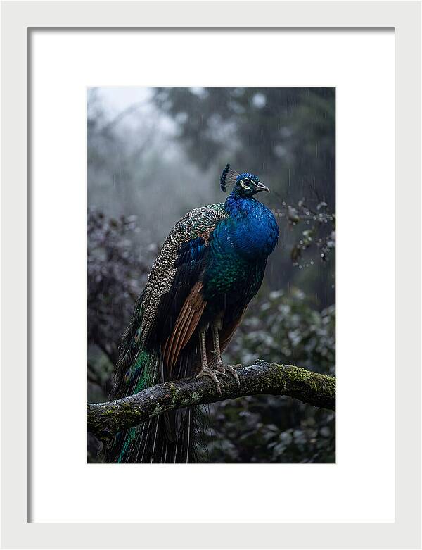 Asian Peacock In The Rain