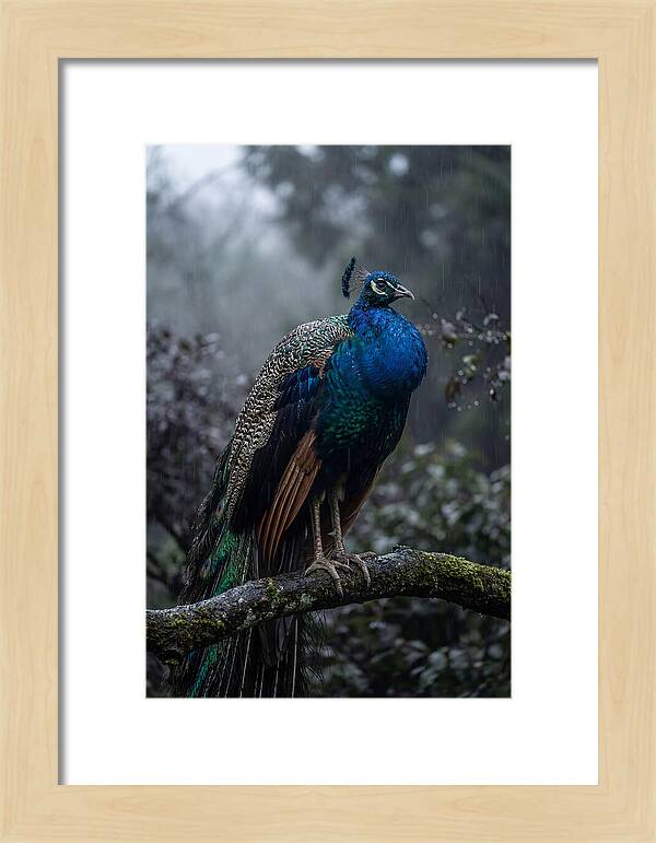 Asian Peacock In The Rain