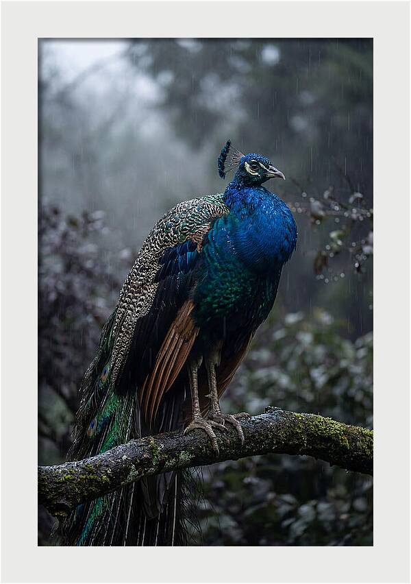 Asian Peacock In The Rain