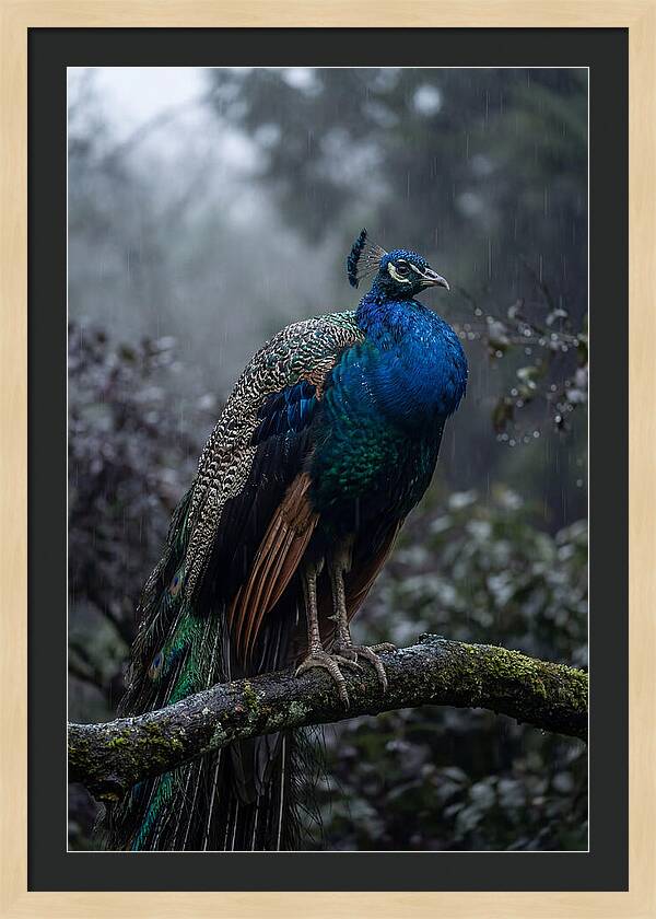 Asian Peacock In The Rain