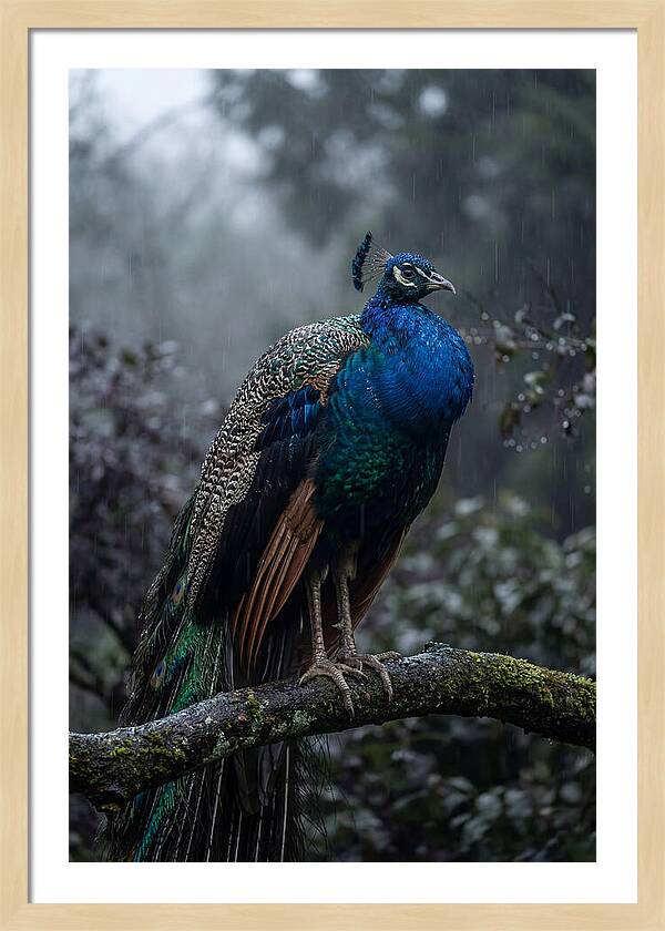 Asian Peacock In The Rain
