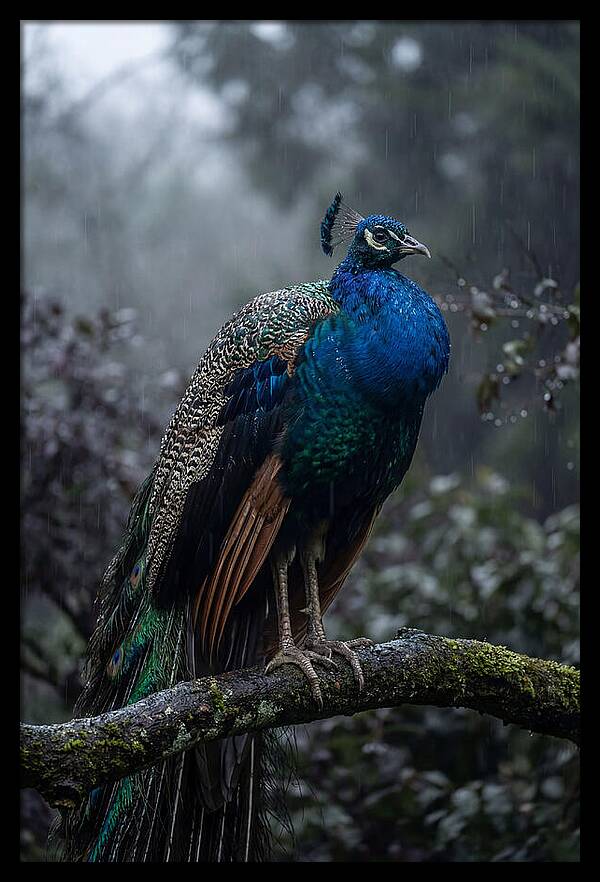 Asian Peacock In The Rain