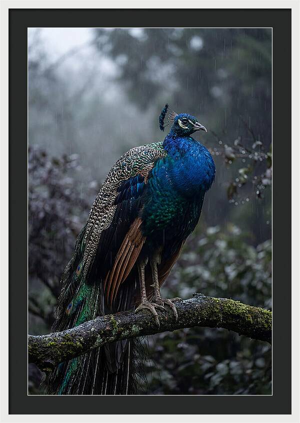 Asian Peacock In The Rain