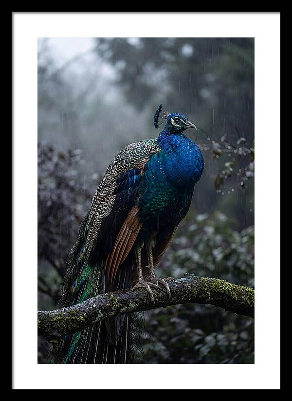 Asian Peacock In The Rain