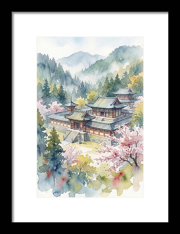 Asian Temple Amidst Nature