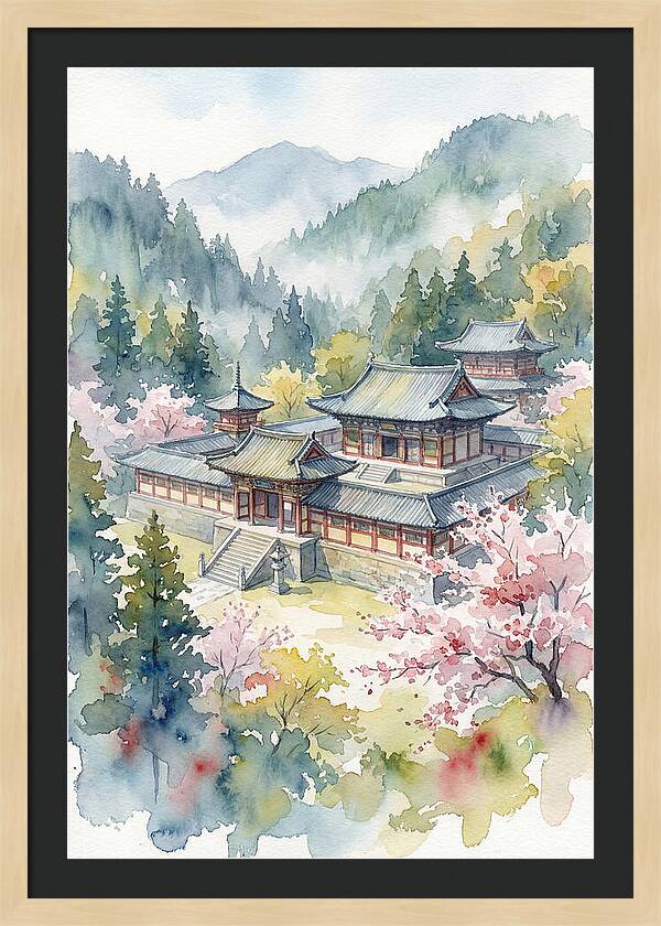 Asian Temple Amidst Nature
