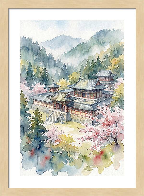 Asian Temple Amidst Nature
