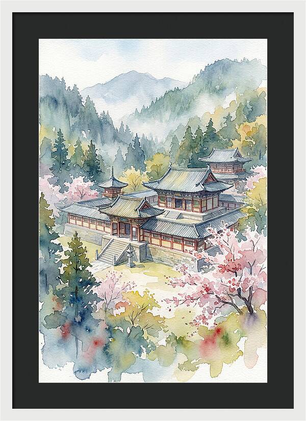 Asian Temple Amidst Nature