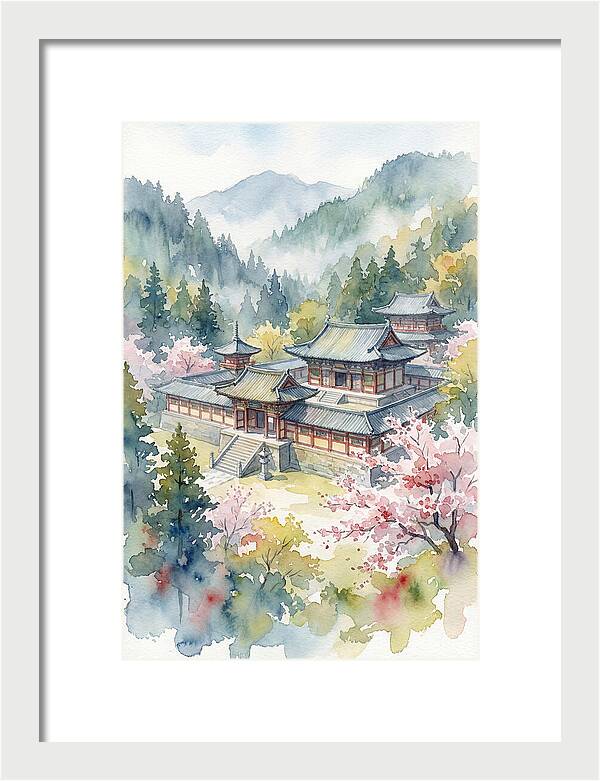 Asian Temple Amidst Nature