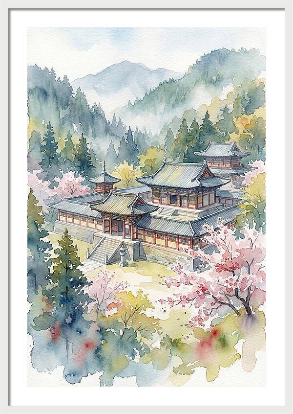 Asian Temple Amidst Nature