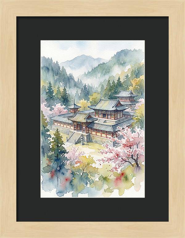 Asian Temple Amidst Nature