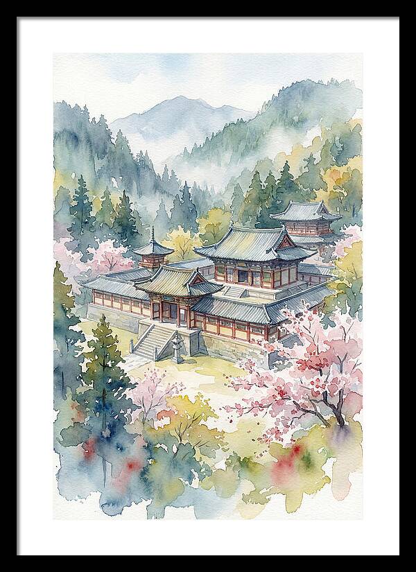 Asian Temple Amidst Nature