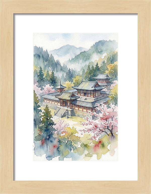 Asian Temple Amidst Nature