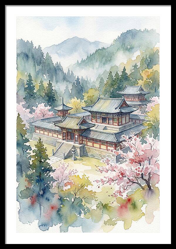 Asian Temple Amidst Nature