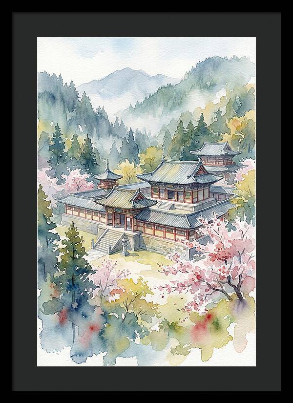 Asian Temple Amidst Nature