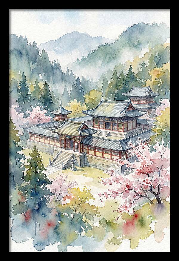 Asian Temple Amidst Nature