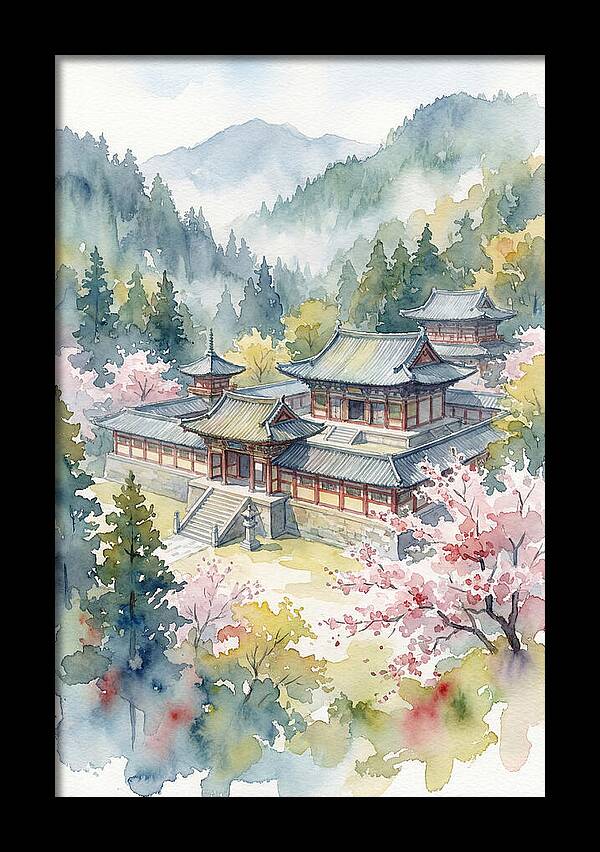 Asian Temple Amidst Nature