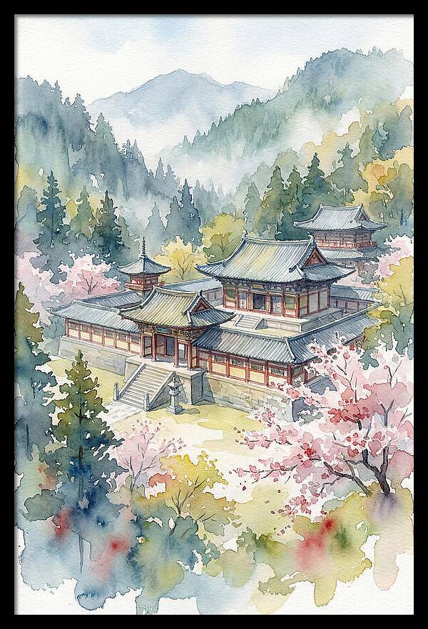 Asian Temple Amidst Nature