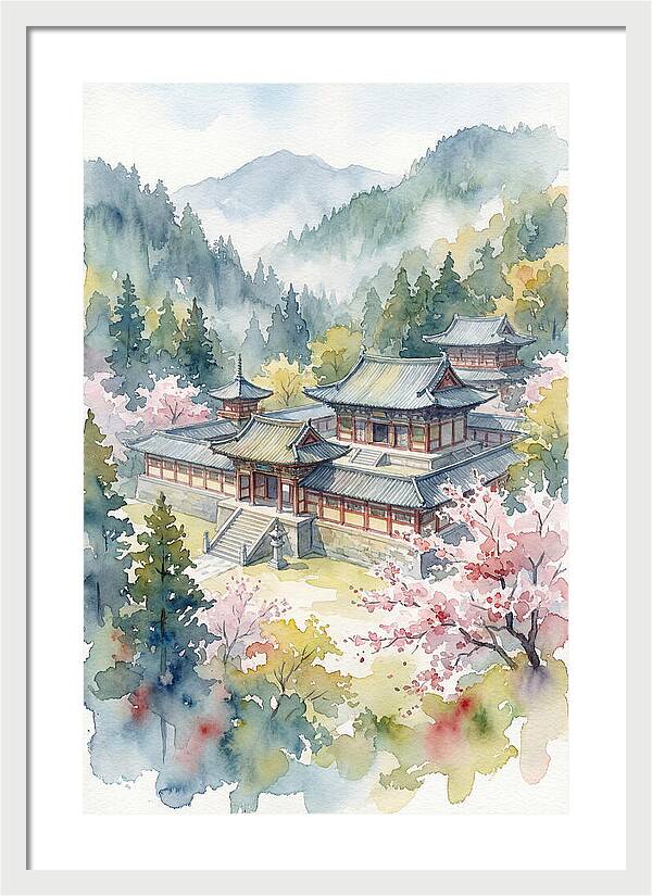 Asian Temple Amidst Nature