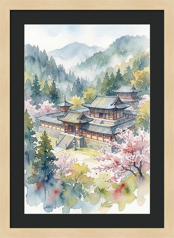 Asian Temple Amidst Nature