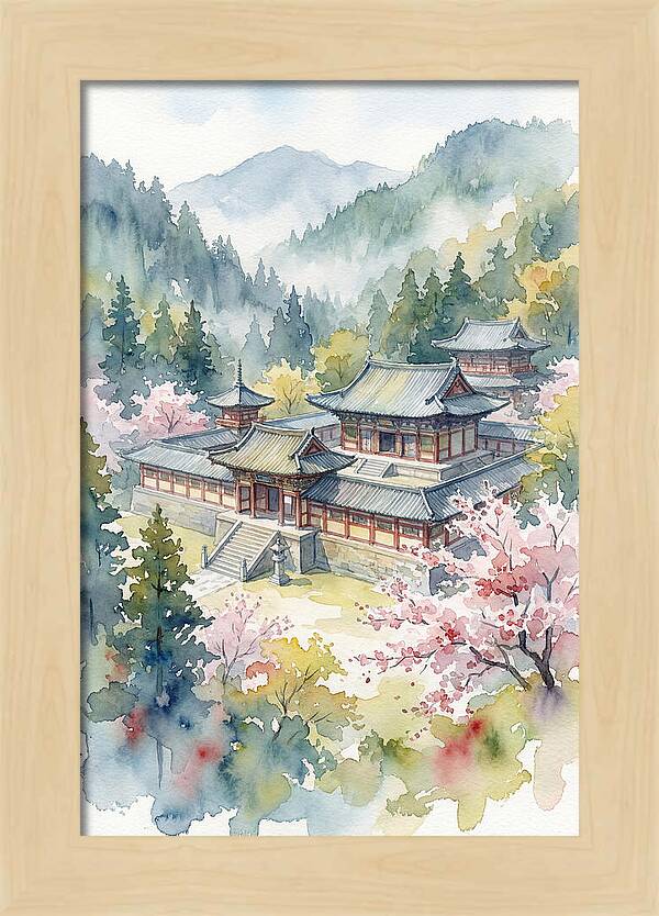 Asian Temple Amidst Nature