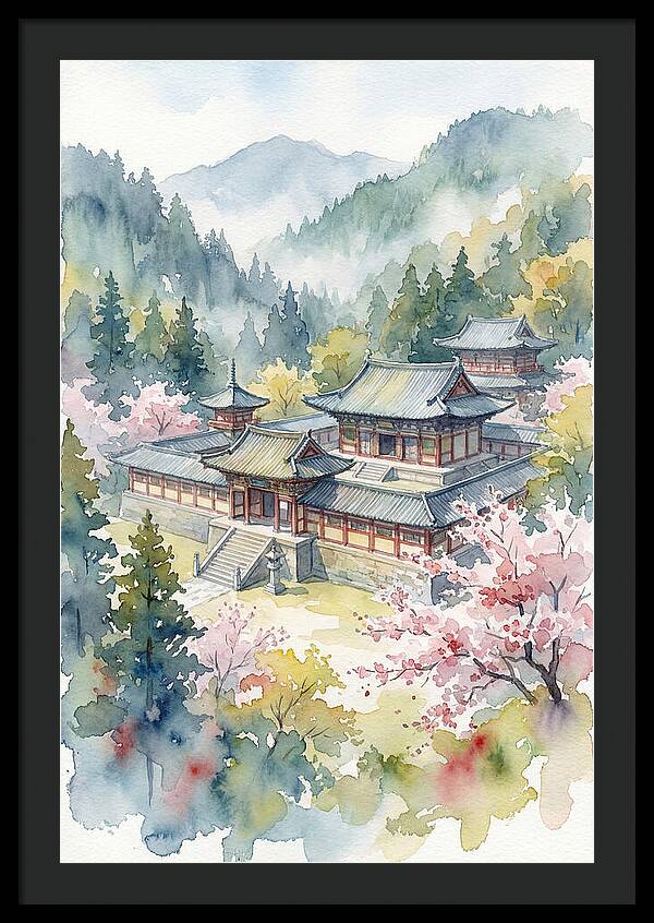 Asian Temple Amidst Nature