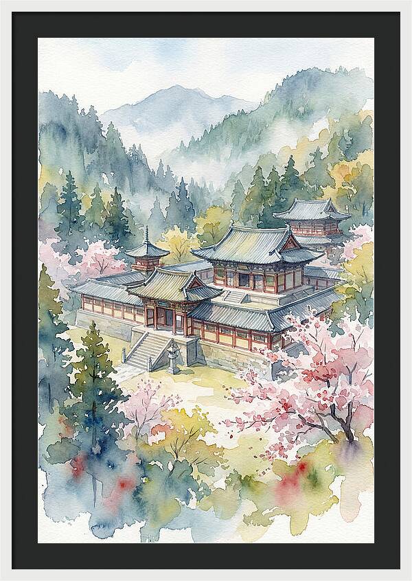 Asian Temple Amidst Nature