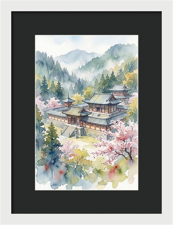 Asian Temple Amidst Nature