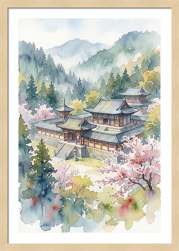 Asian Temple Amidst Nature