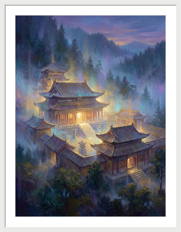 Asian Temple At Dusk