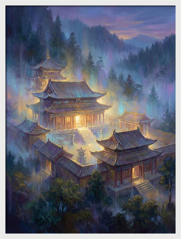 Asian Temple At Dusk