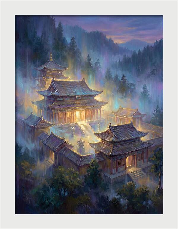 Asian Temple At Dusk