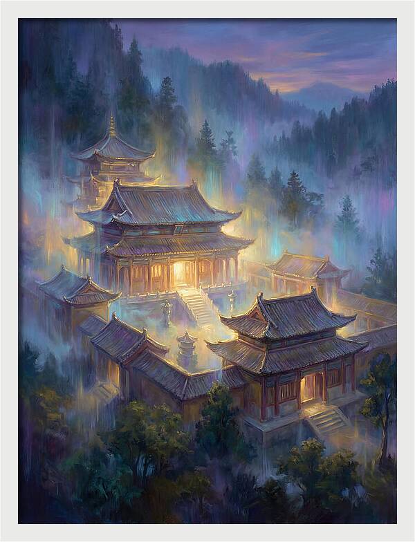 Asian Temple At Dusk
