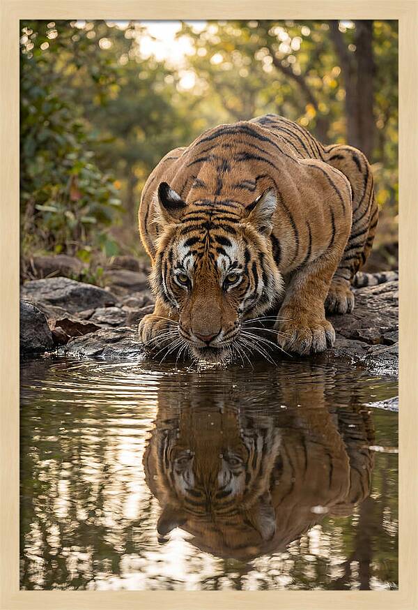 Asian Tiger Drinking Water