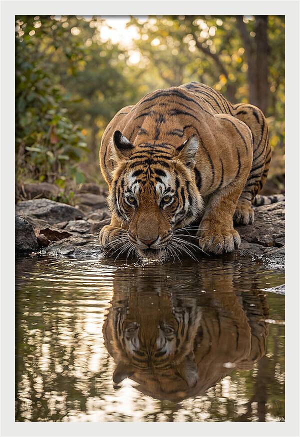 Asian Tiger Drinking Water