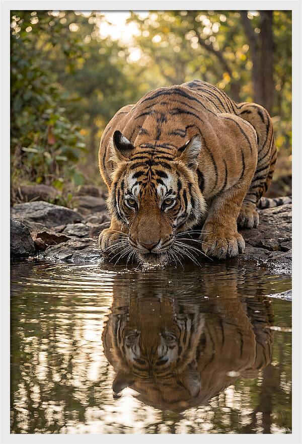 Asian Tiger Drinking Water