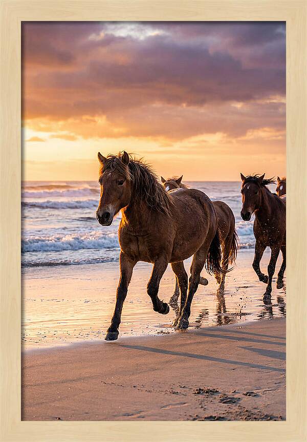 Assateague Island Wild Horses At Sunset