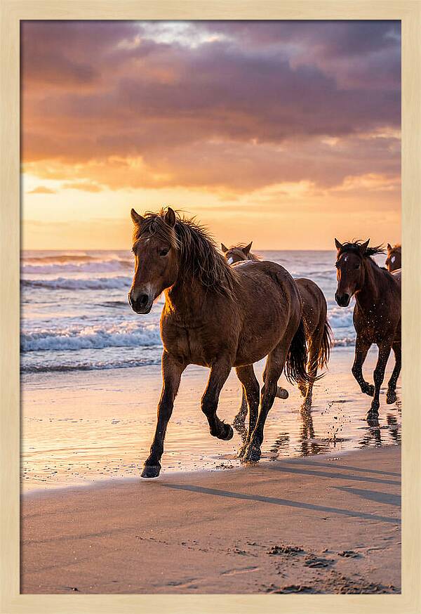 Assateague Island Wild Horses At Sunset