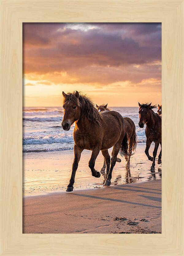 Assateague Island Wild Horses At Sunset