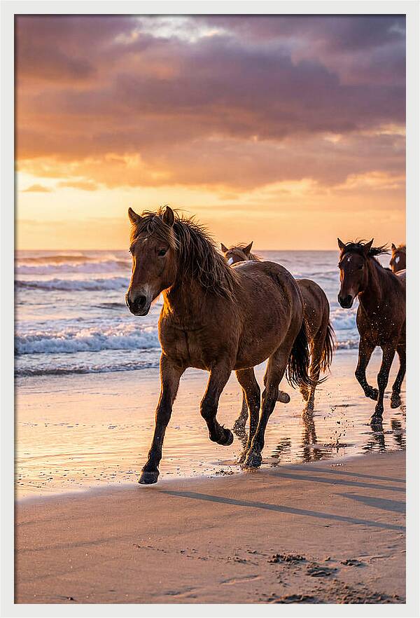 Assateague Island Wild Horses At Sunset