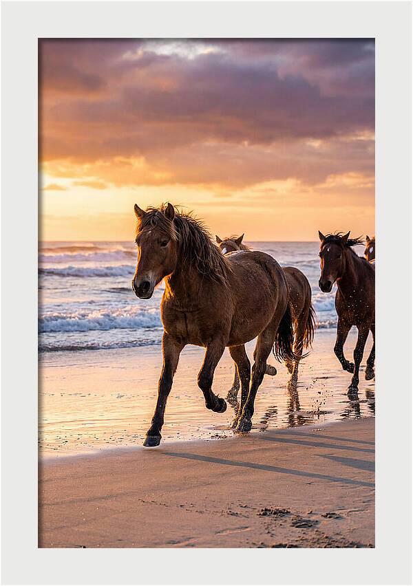 Assateague Island Wild Horses At Sunset