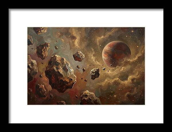 Asteroid Field With Distant Planet
