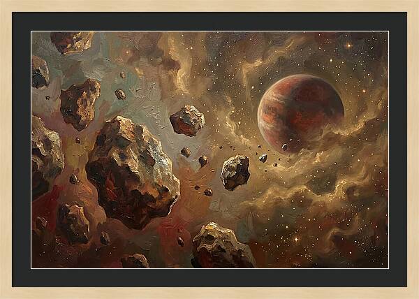 Asteroid Field With Distant Planet
