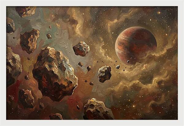 Asteroid Field With Distant Planet
