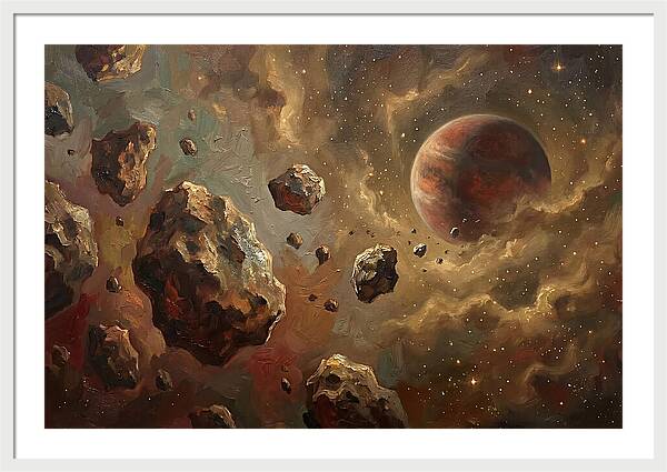 Asteroid Field With Distant Planet