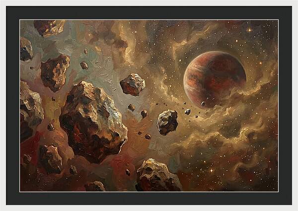 Asteroid Field With Distant Planet