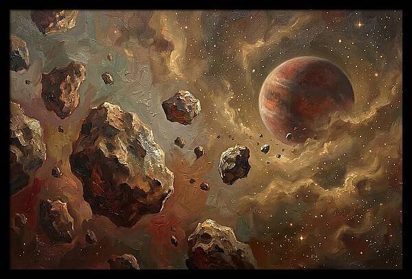 Asteroid Field With Distant Planet