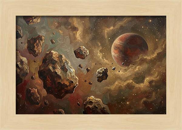 Asteroid Field With Distant Planet