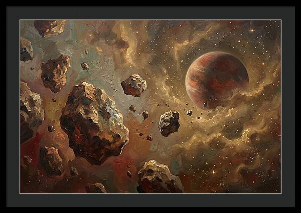 Asteroid Field With Distant Planet